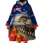New Zealand ANZAC Day Wearable Blanket Hoodie The Lonesome Pine With Soldier Fern