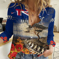 New Zealand ANZAC Day Women Casual Shirt The Lonesome Pine With Soldier Fern