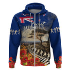 New Zealand ANZAC Day Zip Hoodie The Lonesome Pine With Soldier Fern