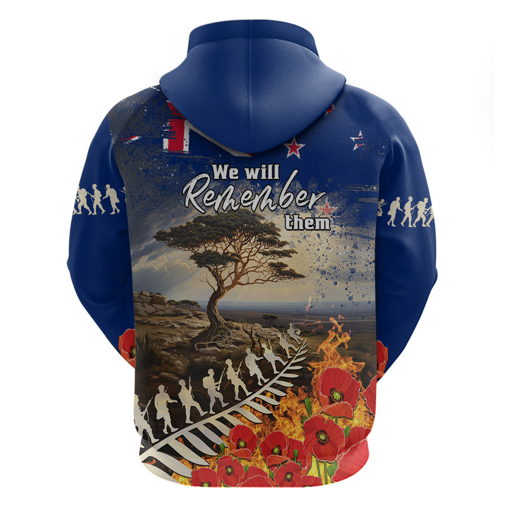 New Zealand ANZAC Day Zip Hoodie The Lonesome Pine With Soldier Fern
