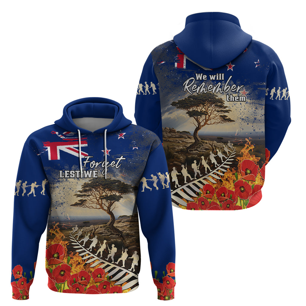 New Zealand ANZAC Day Zip Hoodie The Lonesome Pine With Soldier Fern