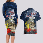 Australia ANZAC Day Couples Matching Long Sleeve Bodycon Dress and Hawaiian Shirt Freedom Ain't Free