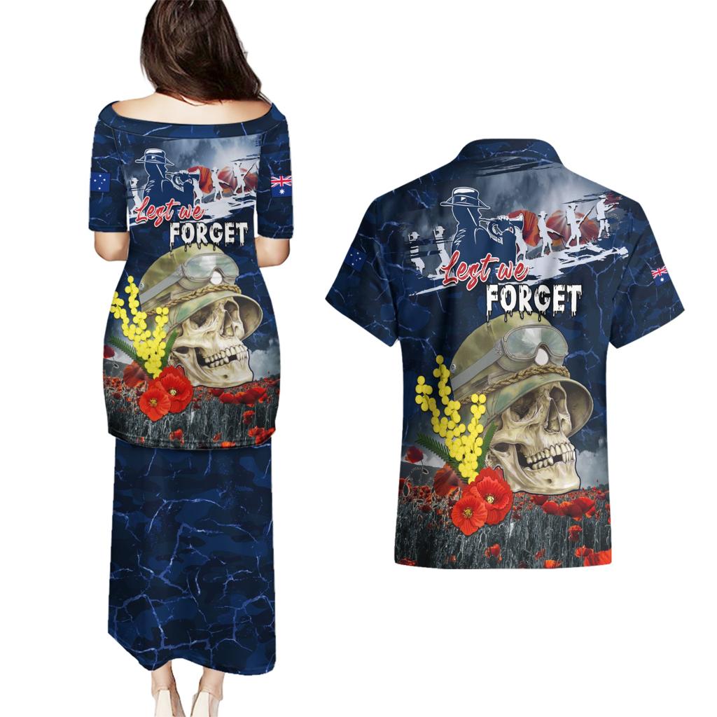 Australia ANZAC Day Couples Matching Puletasi and Hawaiian Shirt Freedom Ain't Free