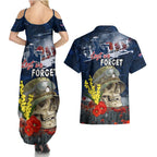 Australia ANZAC Day Couples Matching Summer Maxi Dress and Hawaiian Shirt Freedom Ain't Free