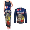 Australia ANZAC Day Couples Matching Tank Maxi Dress and Long Sleeve Button Shirt Freedom Ain't Free