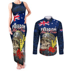 Australia ANZAC Day Couples Matching Tank Maxi Dress and Long Sleeve Button Shirt Freedom Ain't Free