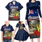 Australia ANZAC Day Family Matching Long Sleeve Bodycon Dress and Hawaiian Shirt Freedom Ain't Free