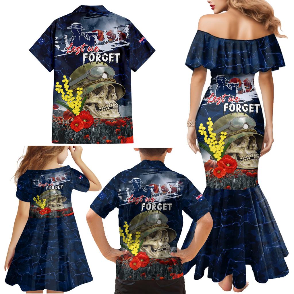 Australia ANZAC Day Family Matching Mermaid Dress and Hawaiian Shirt Freedom Ain't Free