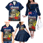 Australia ANZAC Day Family Matching Off The Shoulder Long Sleeve Dress and Hawaiian Shirt Freedom Ain't Free