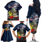 Australia ANZAC Day Family Matching Off The Shoulder Long Sleeve Dress and Hawaiian Shirt Freedom Ain't Free
