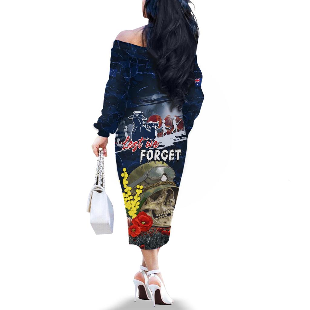 Australia ANZAC Day Family Matching Off The Shoulder Long Sleeve Dress and Hawaiian Shirt Freedom Ain't Free