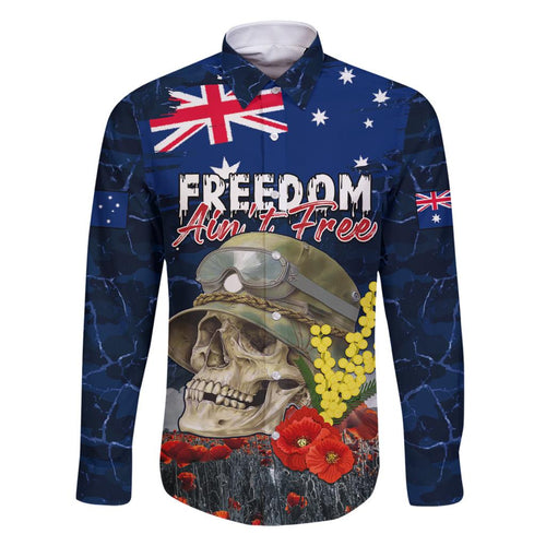 Australia ANZAC Day Family Matching Off Shoulder Short Dress and Hawaiian Shirt Freedom Ain't Free