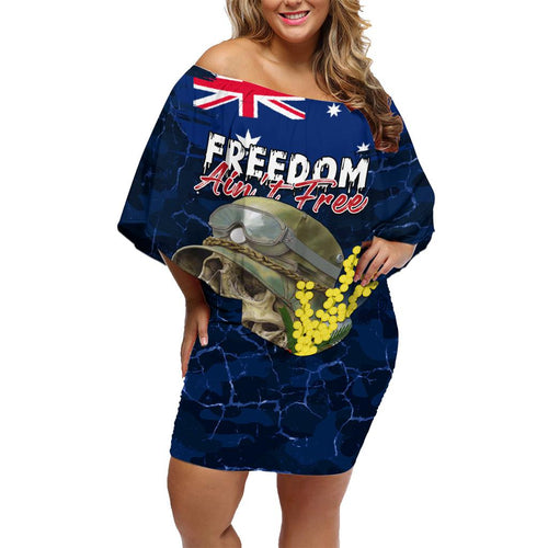 Australia ANZAC Day Family Matching Off Shoulder Short Dress and Hawaiian Shirt Freedom Ain't Free