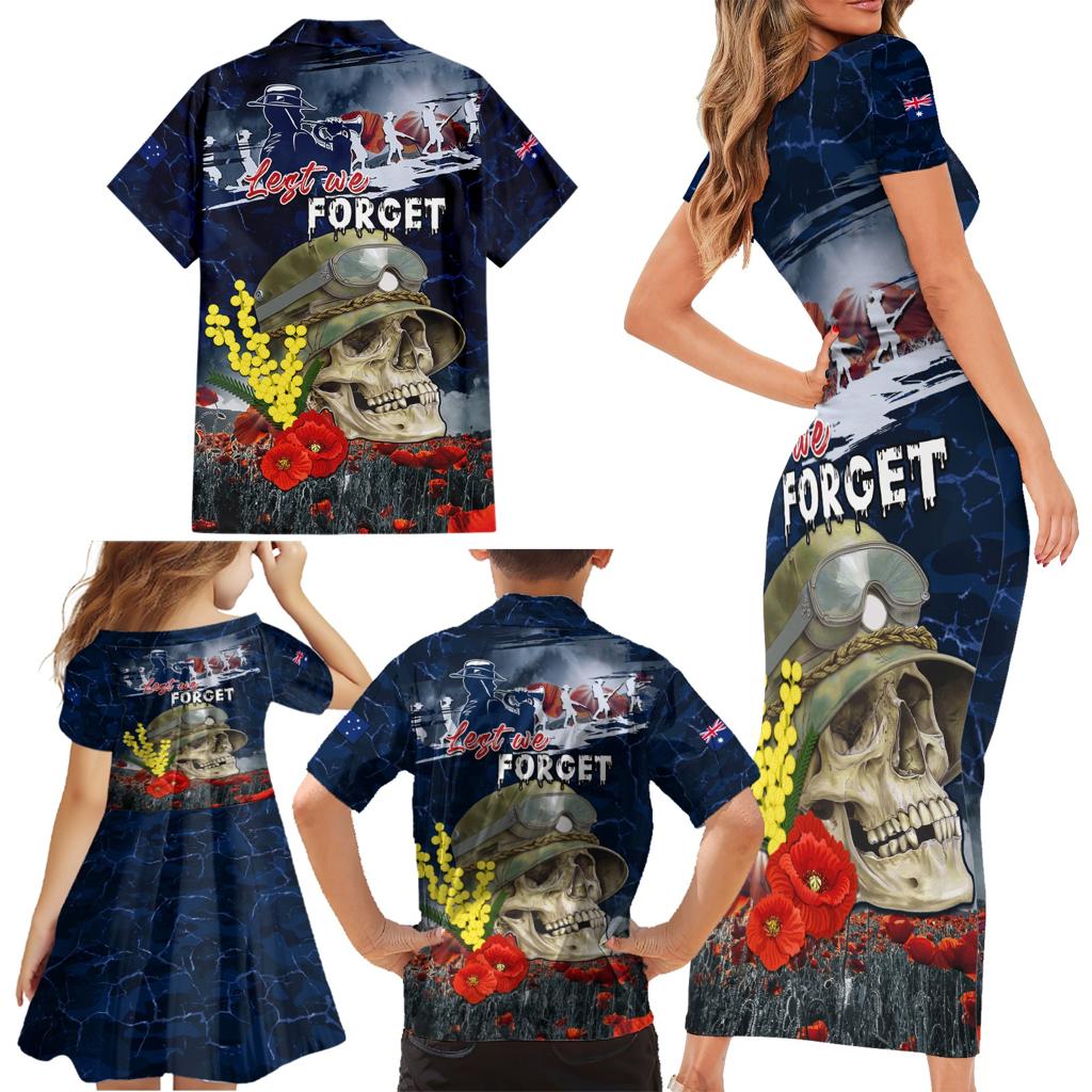 Australia ANZAC Day Family Matching Short Sleeve Bodycon Dress and Hawaiian Shirt Freedom Ain't Free