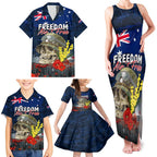 Australia ANZAC Day Family Matching Tank Maxi Dress and Hawaiian Shirt Freedom Ain't Free