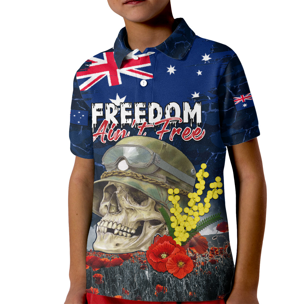 Australia ANZAC Day Kid Polo Shirt Freedom Ain't Free