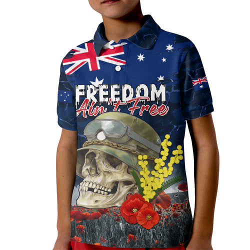 Australia ANZAC Day Kid Polo Shirt Freedom Ain't Free