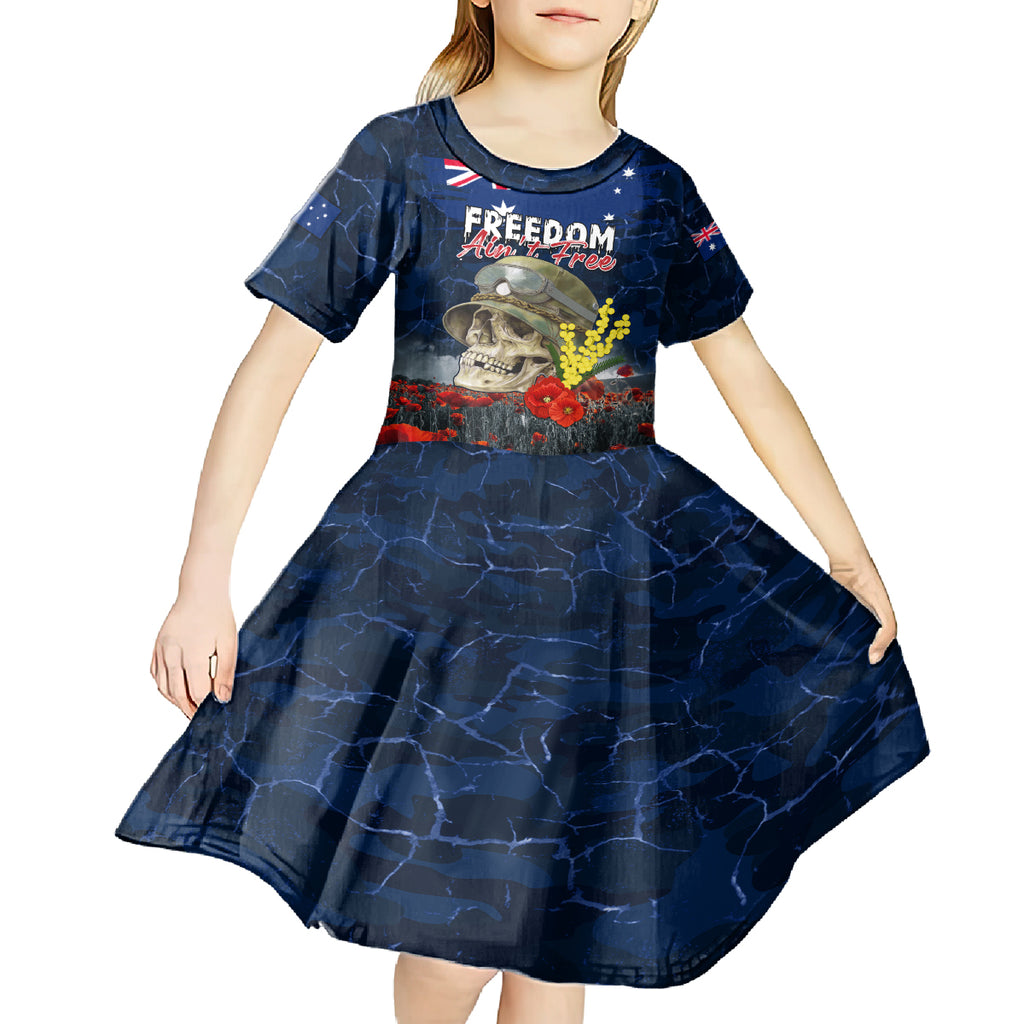 Australia ANZAC Day Kid Short Sleeve Dress Freedom Ain't Free