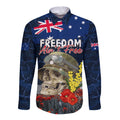 Australia ANZAC Day Long Sleeve Button Shirt Freedom Ain't Free