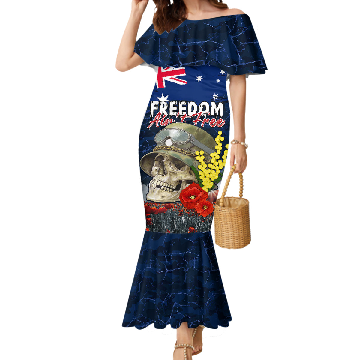 Australia ANZAC Day Mermaid Dress Freedom Ain't Free