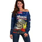 Australia ANZAC Day Off Shoulder Sweater Freedom Ain't Free