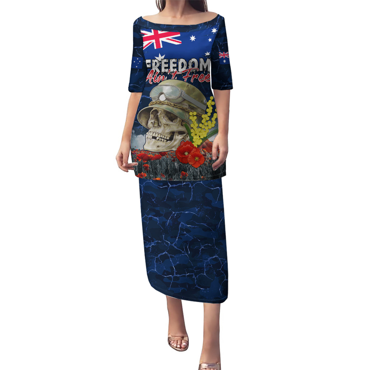 Australia ANZAC Day Puletasi Freedom Ain't Free