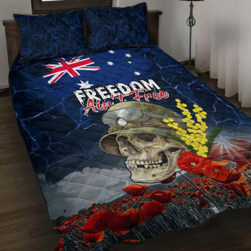 Australia ANZAC Day Quilt Bed Set Freedom Ain't Free