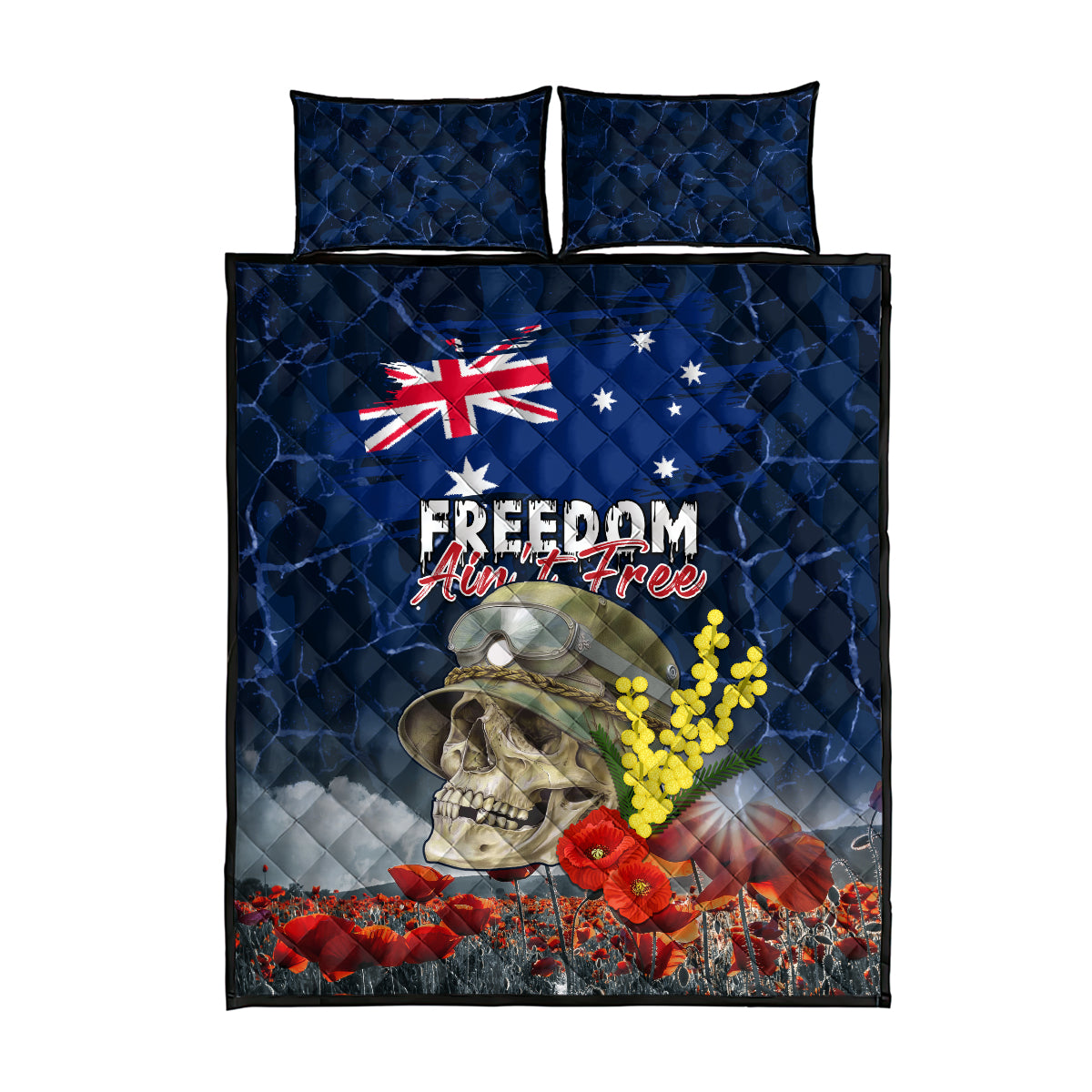 Australia ANZAC Day Quilt Bed Set Freedom Ain't Free