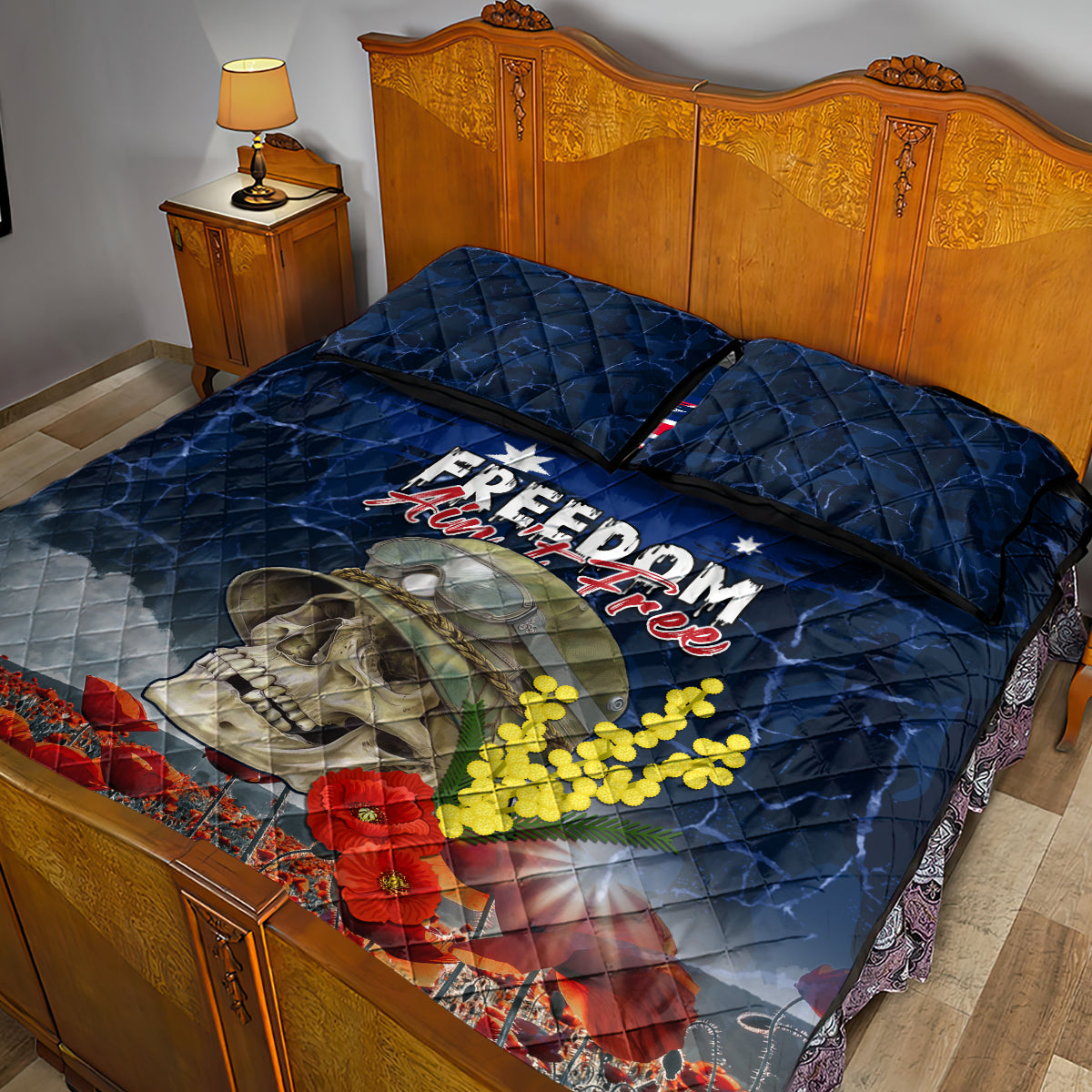 Australia ANZAC Day Quilt Bed Set Freedom Ain't Free
