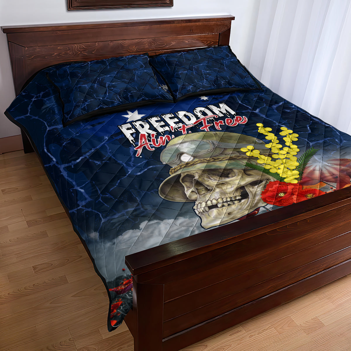 Australia ANZAC Day Quilt Bed Set Freedom Ain't Free