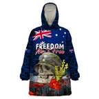 Australia ANZAC Day Wearable Blanket Hoodie Freedom Ain't Free