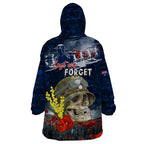 Australia ANZAC Day Wearable Blanket Hoodie Freedom Ain't Free