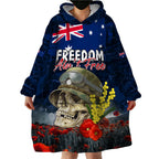 Australia ANZAC Day Wearable Blanket Hoodie Freedom Ain't Free