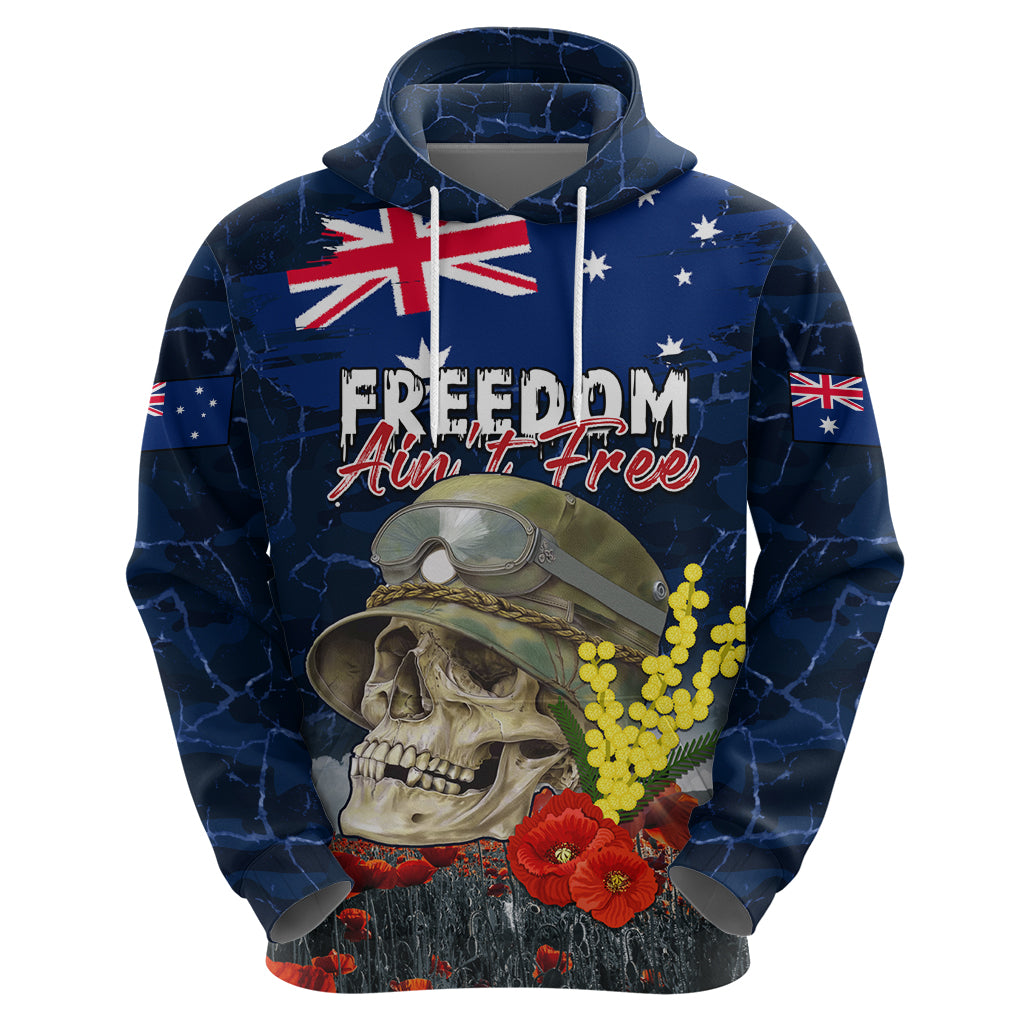 Australia ANZAC Day Zip Hoodie Freedom Ain't Free