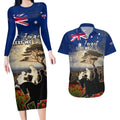 Australia ANZAC Day Couples Matching Long Sleeve Bodycon Dress and Hawaiian Shirt The Lonesome Pine