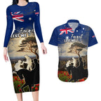 Australia ANZAC Day Couples Matching Long Sleeve Bodycon Dress and Hawaiian Shirt The Lonesome Pine