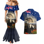 Australia ANZAC Day Couples Matching Mermaid Dress and Hawaiian Shirt The Lonesome Pine