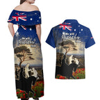 Australia ANZAC Day Couples Matching Off Shoulder Maxi Dress and Hawaiian Shirt The Lonesome Pine