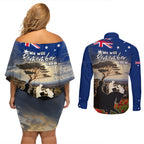 Australia ANZAC Day Couples Matching Off Shoulder Short Dress and Long Sleeve Button Shirt The Lonesome Pine