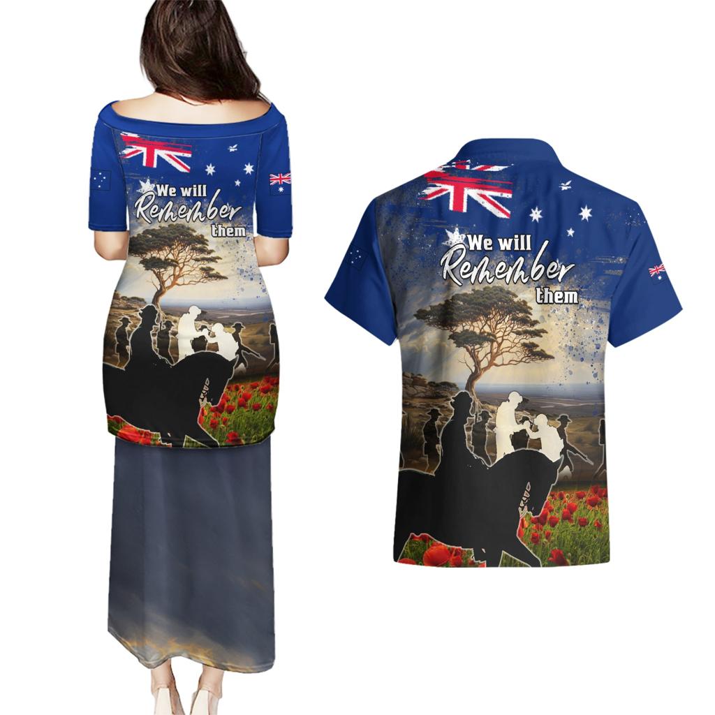 Australia ANZAC Day Couples Matching Puletasi and Hawaiian Shirt The Lonesome Pine
