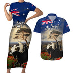 Australia ANZAC Day Couples Matching Short Sleeve Bodycon Dress and Hawaiian Shirt The Lonesome Pine