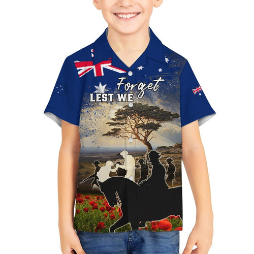 Australia ANZAC Day Family Matching Off Shoulder Short Dress and Hawaiian Shirt The Lonesome Pine