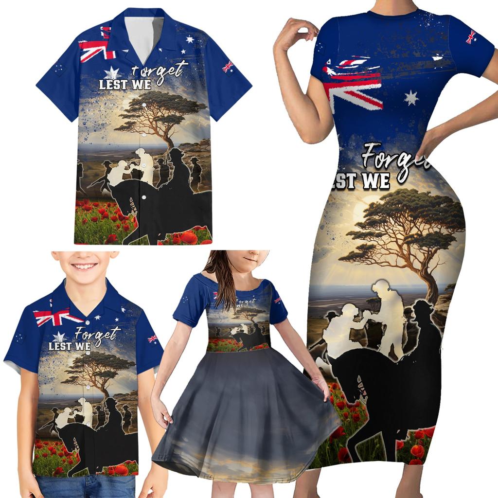 Australia ANZAC Day Family Matching Short Sleeve Bodycon Dress and Hawaiian Shirt The Lonesome Pine