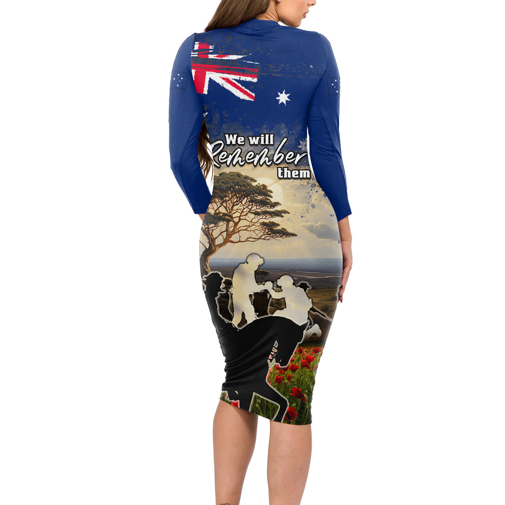 Australia ANZAC Day Long Sleeve Bodycon Dress The Lonesome Pine