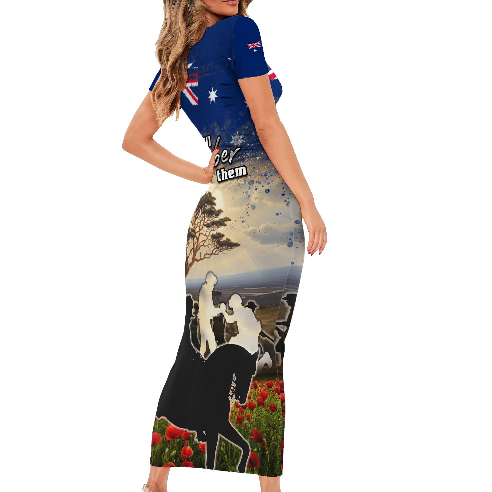 Australia ANZAC Day Short Sleeve Bodycon Dress The Lonesome Pine