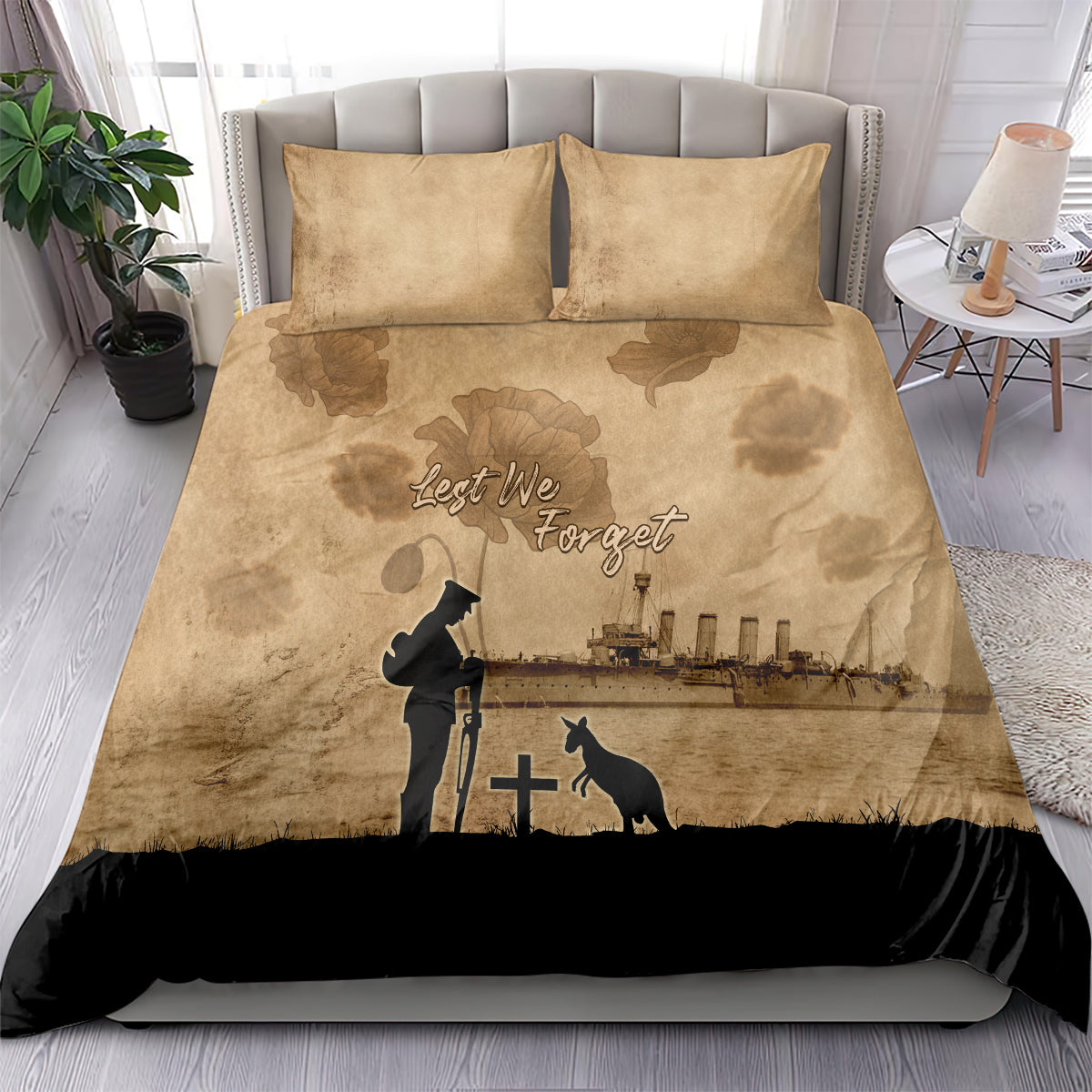 Australia ANZAC Day Bedding Set HMAS Sydney I Chatham-Class Light Cruiser