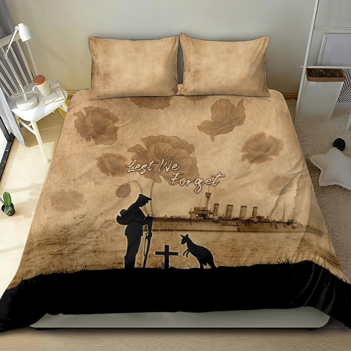 Australia ANZAC Day Bedding Set HMAS Sydney I Chatham-Class Light Cruiser