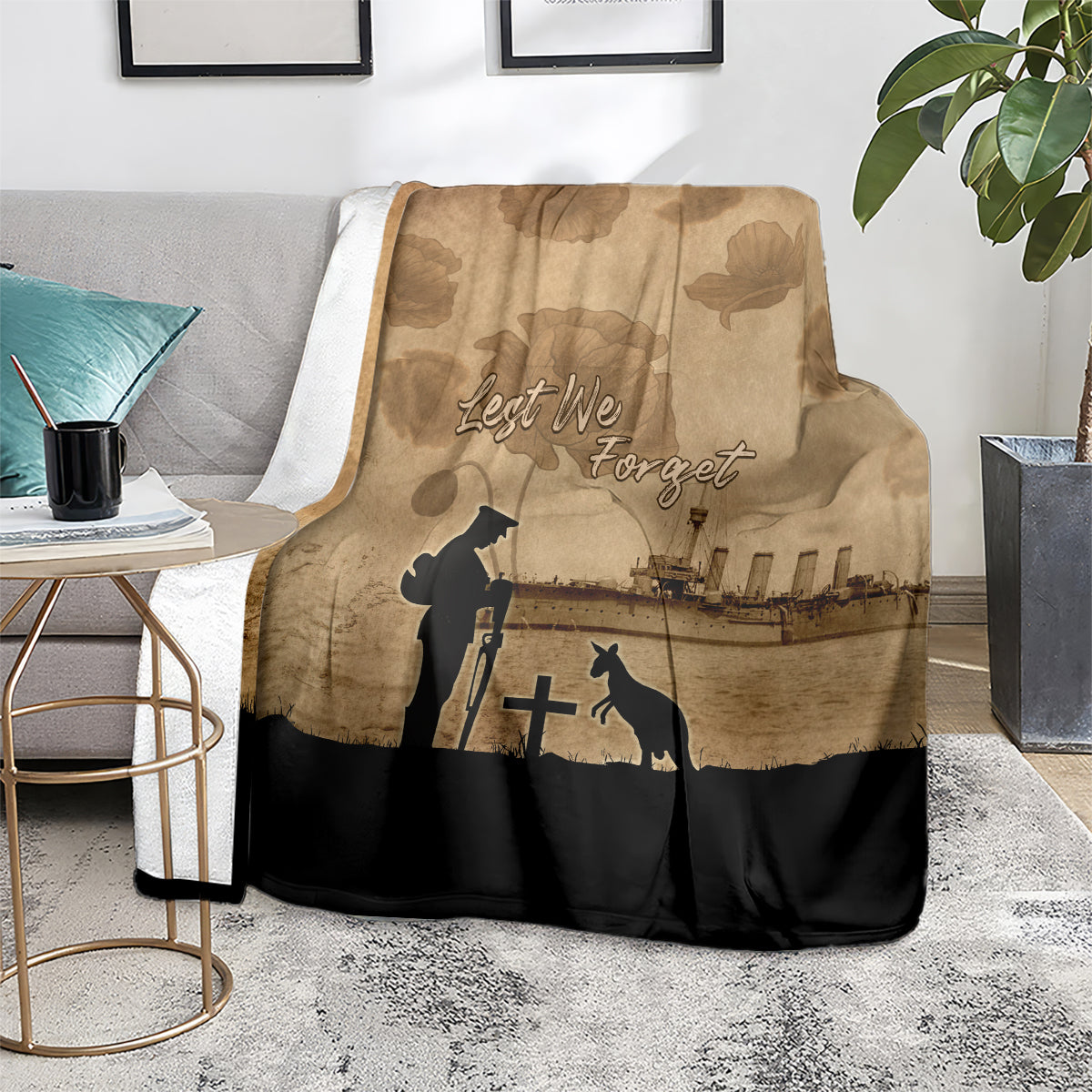 Australia ANZAC Day Blanket HMAS Sydney I Chatham-Class Light Cruiser