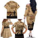 Australia ANZAC Day Family Matching Off The Shoulder Long Sleeve Dress and Hawaiian Shirt HMAS Sydney I Chatham-Class Light Cruiser