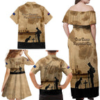 Australia ANZAC Day Family Matching Off Shoulder Maxi Dress and Hawaiian Shirt HMAS Sydney I Chatham-Class Light Cruiser